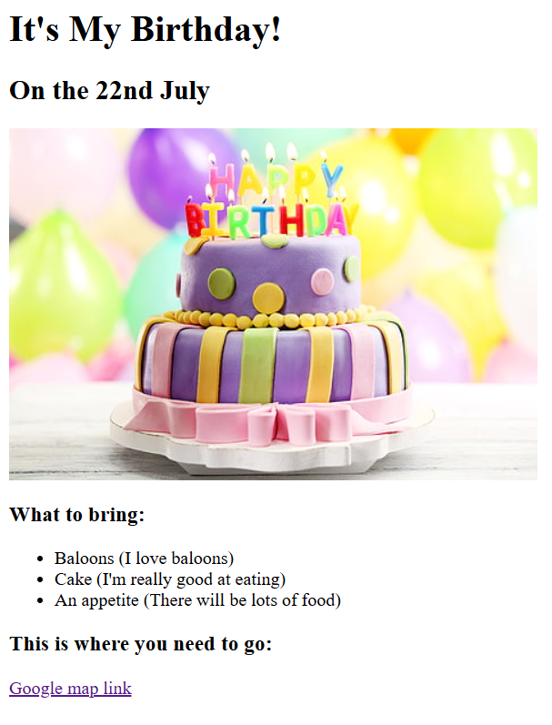 Birthday project preview